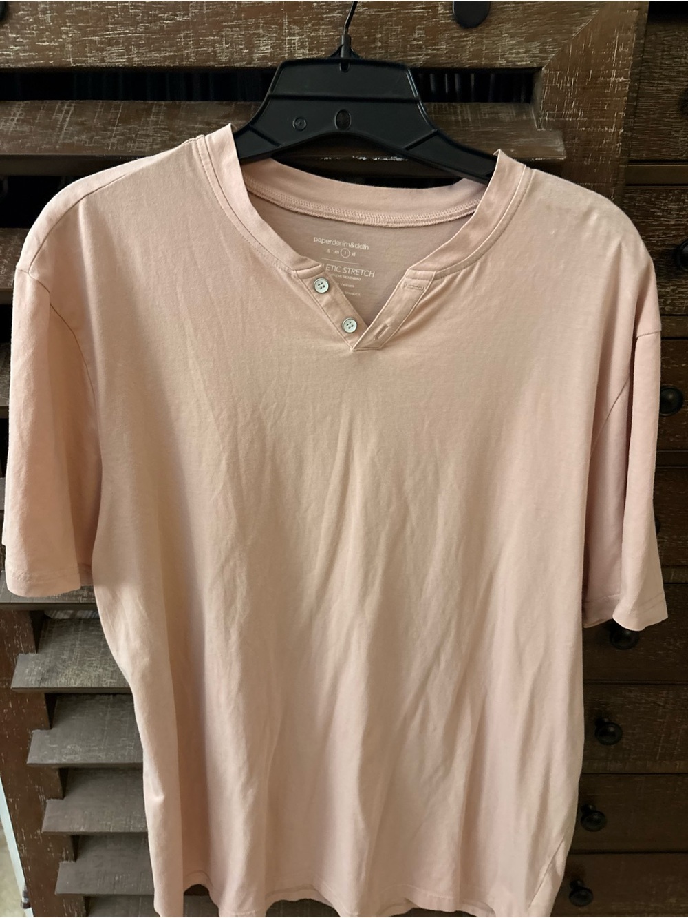 Paper Denim & Cloth Men's Light Pink Short Sleeve Henley Tee